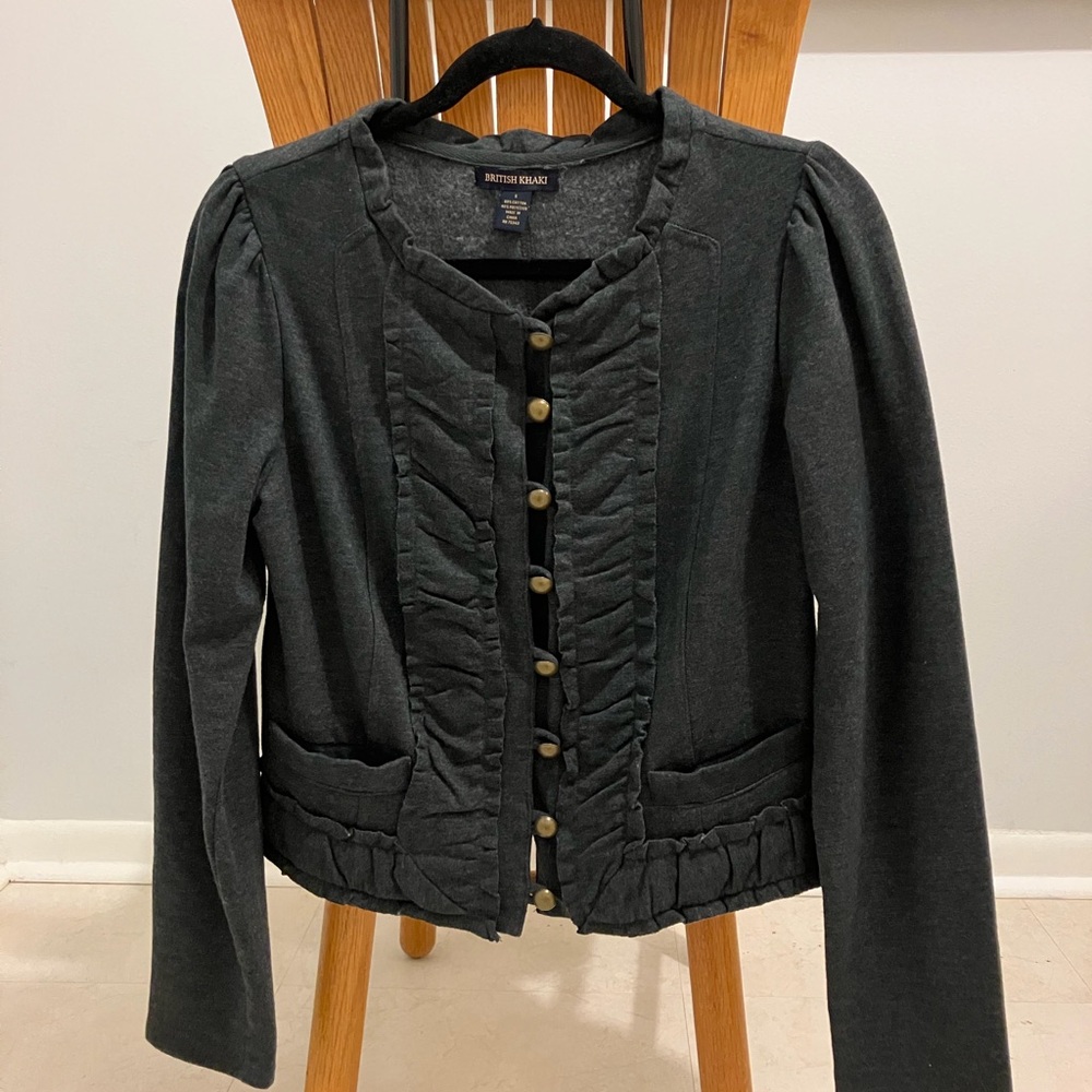 British Khaki ruffled jacket
